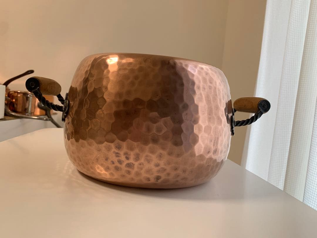 【希少】スイス製 銅製 打ち出し 両手深鍋 アンティーク