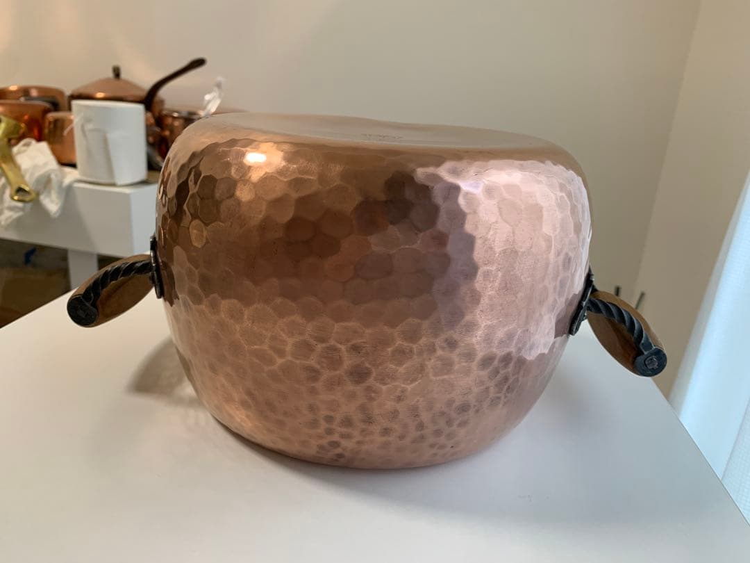 【希少】スイス製 銅製 打ち出し 両手深鍋 アンティーク