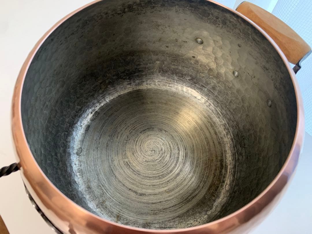 【希少】スイス製 銅製 打ち出し 両手深鍋 アンティーク