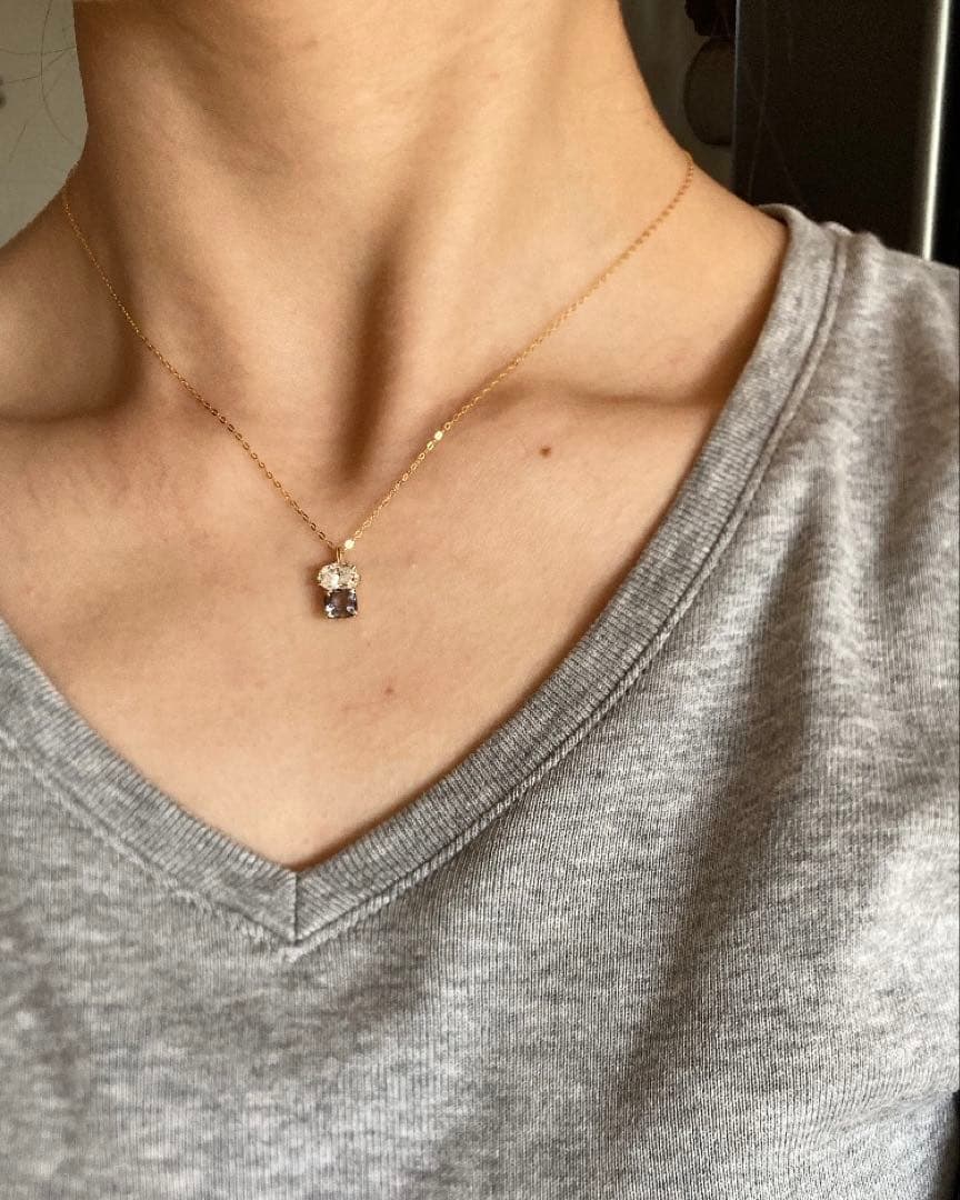 BOX付✨モアサナイトxスピネル 14kgf ネックレス 金アレ対応