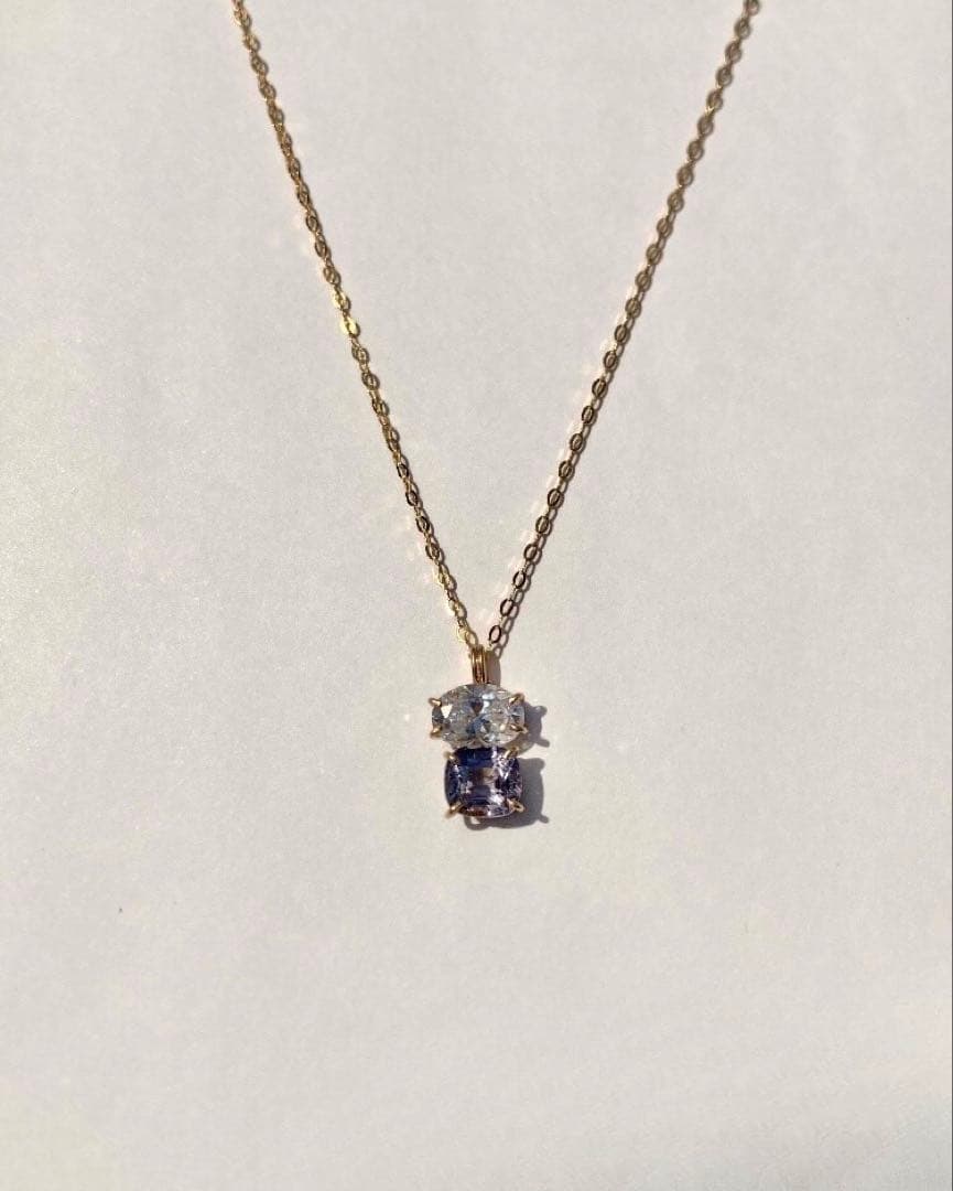 BOX付✨モアサナイトxスピネル 14kgf ネックレス 金アレ対応