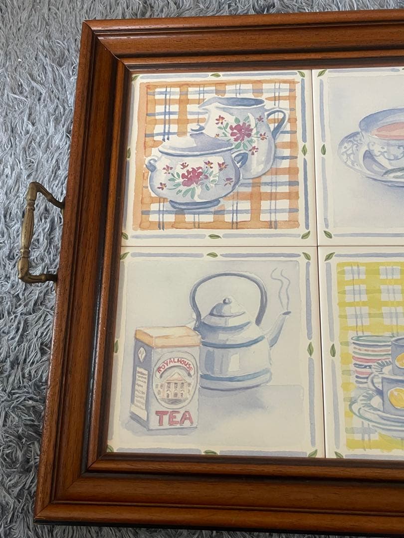 イギリス製 TILECRAFTS 木製トレイ ティートレイ ヴィンテージ