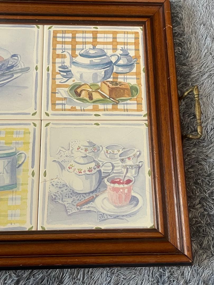 イギリス製 TILECRAFTS 木製トレイ ティートレイ ヴィンテージ