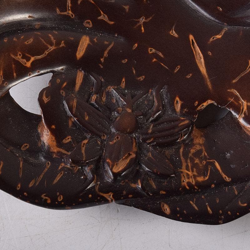 中国　書道具　唐木瘤木製　葉形　墨置　筆置　V　8033