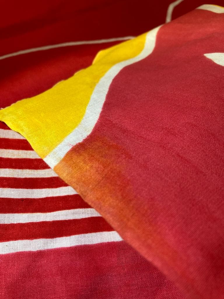 現品限り 希少　太郎鯉 鯉のぼり 赤/黄5m 目シール　木綿 新品 昭和レトロ