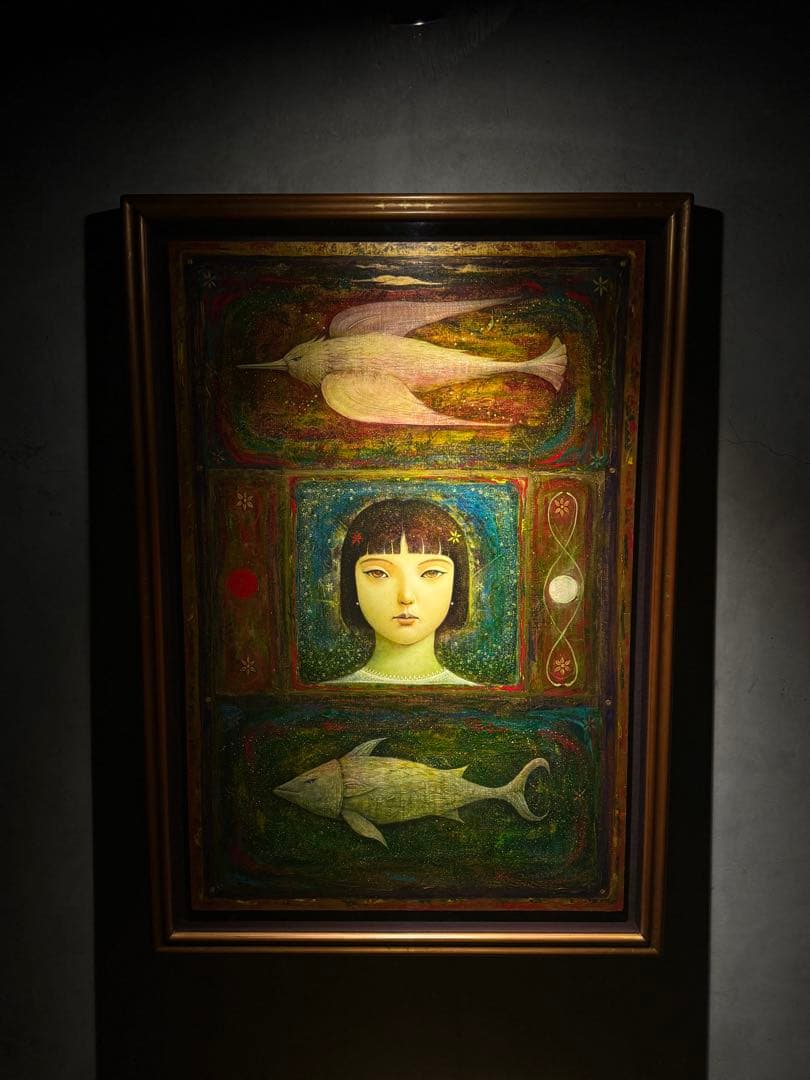 樺山祐和『鳥よ魚よ陽よ月よ人よ』 M 30号 肉筆油彩画