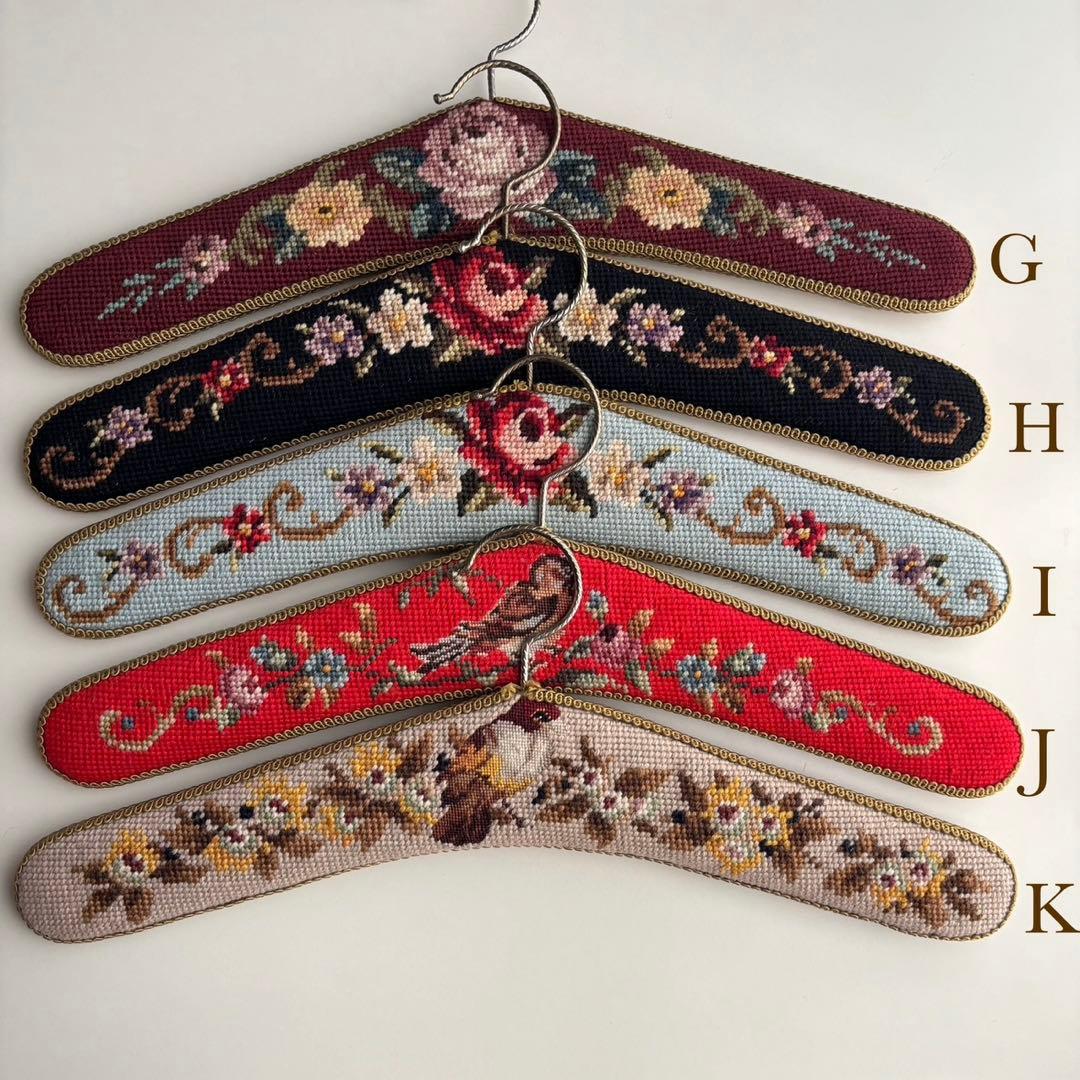 フランス】ヴィンテージ ゴブラン織 ハンガー ローズ柄 刺繍 ピンク F