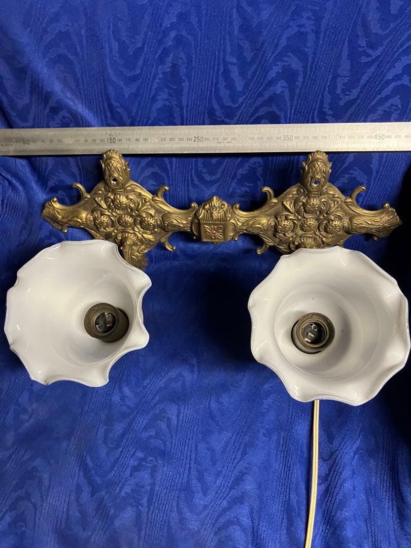 ビンテージ　壁掛け照明　真鍮　ガラス笠　昭和レトロ