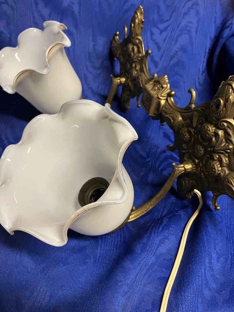 ビンテージ　壁掛け照明　真鍮　ガラス笠　昭和レトロ