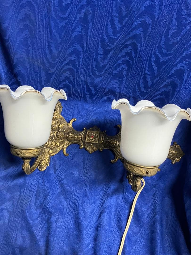 ビンテージ　壁掛け照明　真鍮　ガラス笠　昭和レトロ