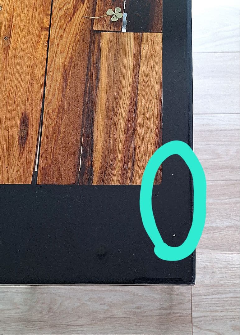 レジンサイドテーブル　屋久杉　四つ葉のクローバー