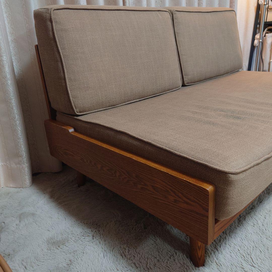 【うり】モダン ベージュ 布製 2人掛けソファ