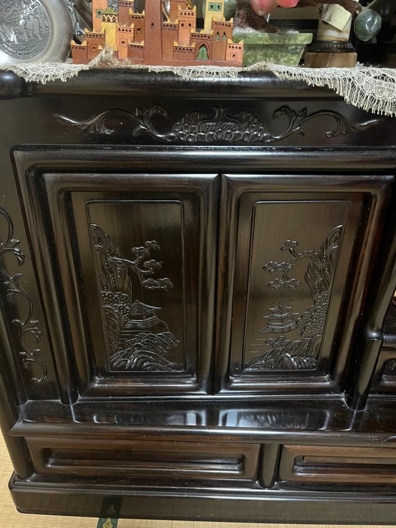 唐木茶柵　黒丹(黒檀) 飾り棚