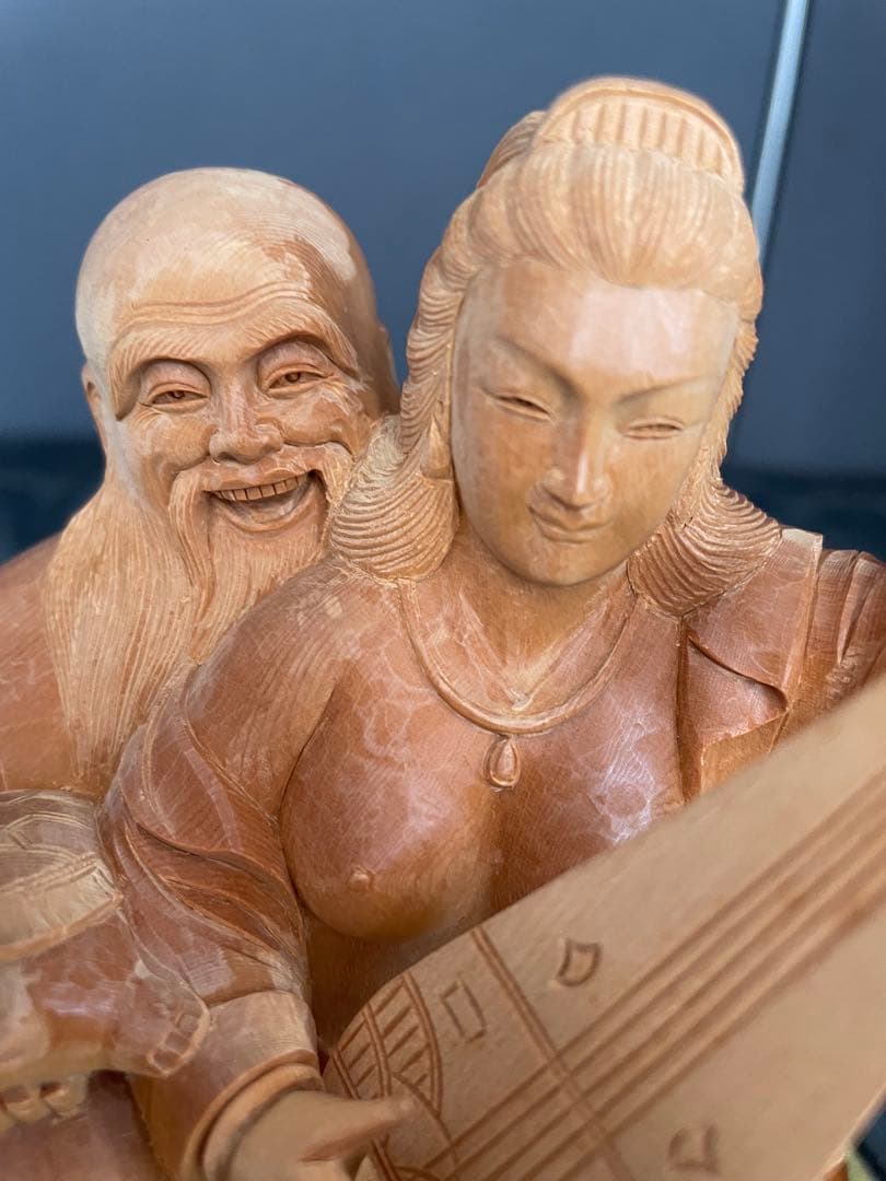 木彫り置物 秘宝陰陽和合像（いんようわごうぞう）子宝 夫婦円満 縁起物　ヌード
