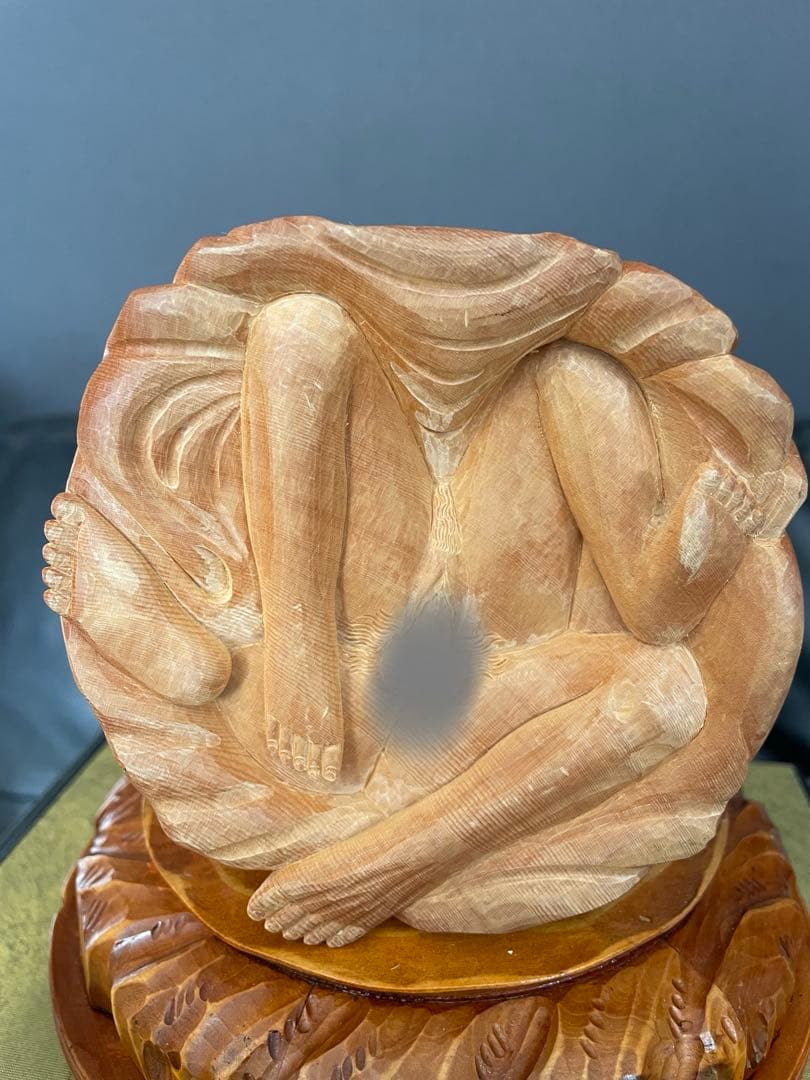 木彫り置物 秘宝陰陽和合像（いんようわごうぞう）子宝 夫婦円満 縁起物　ヌード