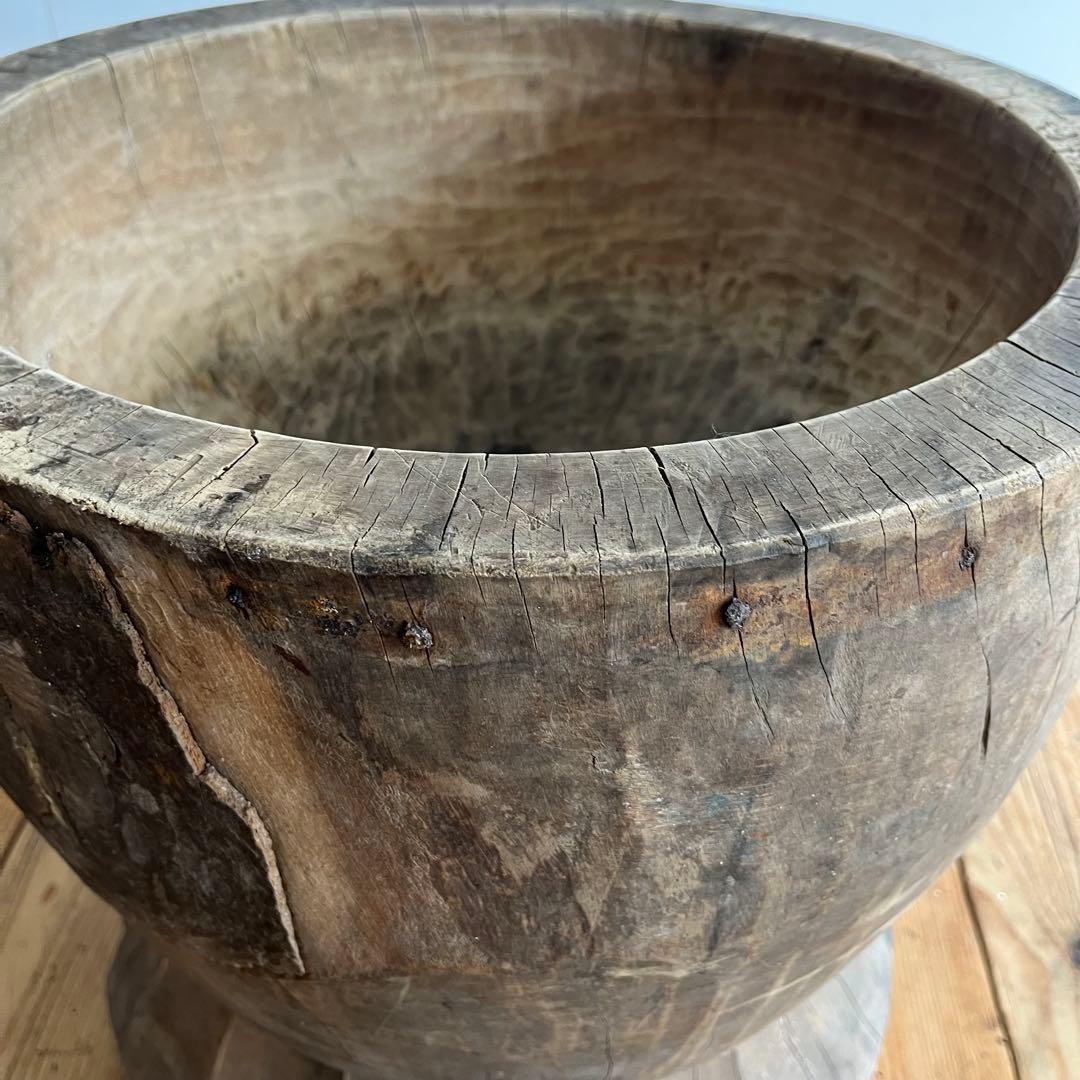 アンティーク ローテーブル 椅子 欅 臼 プリミティブ 無塗装 送料込