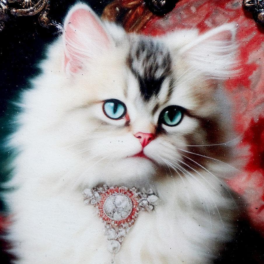 ヴィンティージ風 ペルシャ猫 《小さな女公爵》ロココ調 デコパージュ 壁飾り