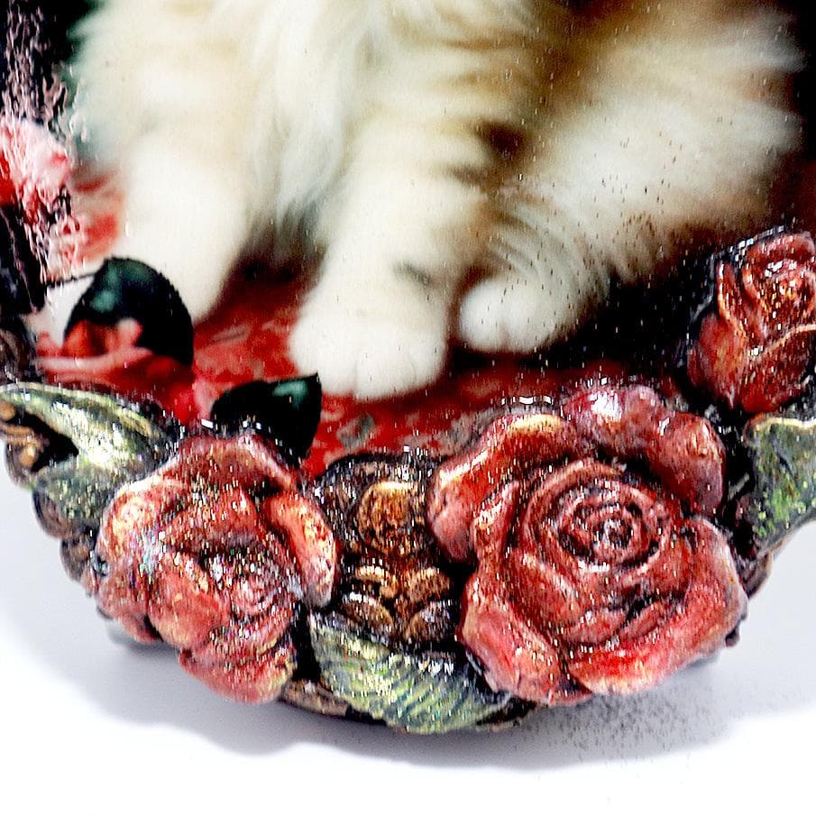 ヴィンティージ風 ペルシャ猫 《小さな女公爵》ロココ調 デコパージュ 壁飾り