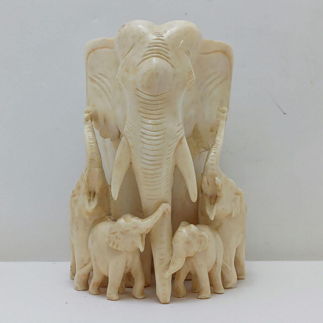 Y2555 高級彫刻 象モチーフ 置物 オブジェ 重量318.2g