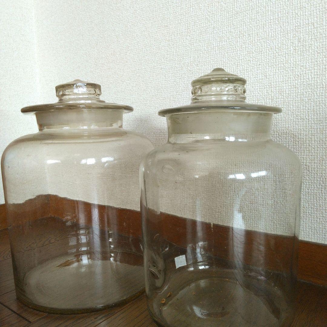【美品】昭和　気泡ガラス瓶 2個セット