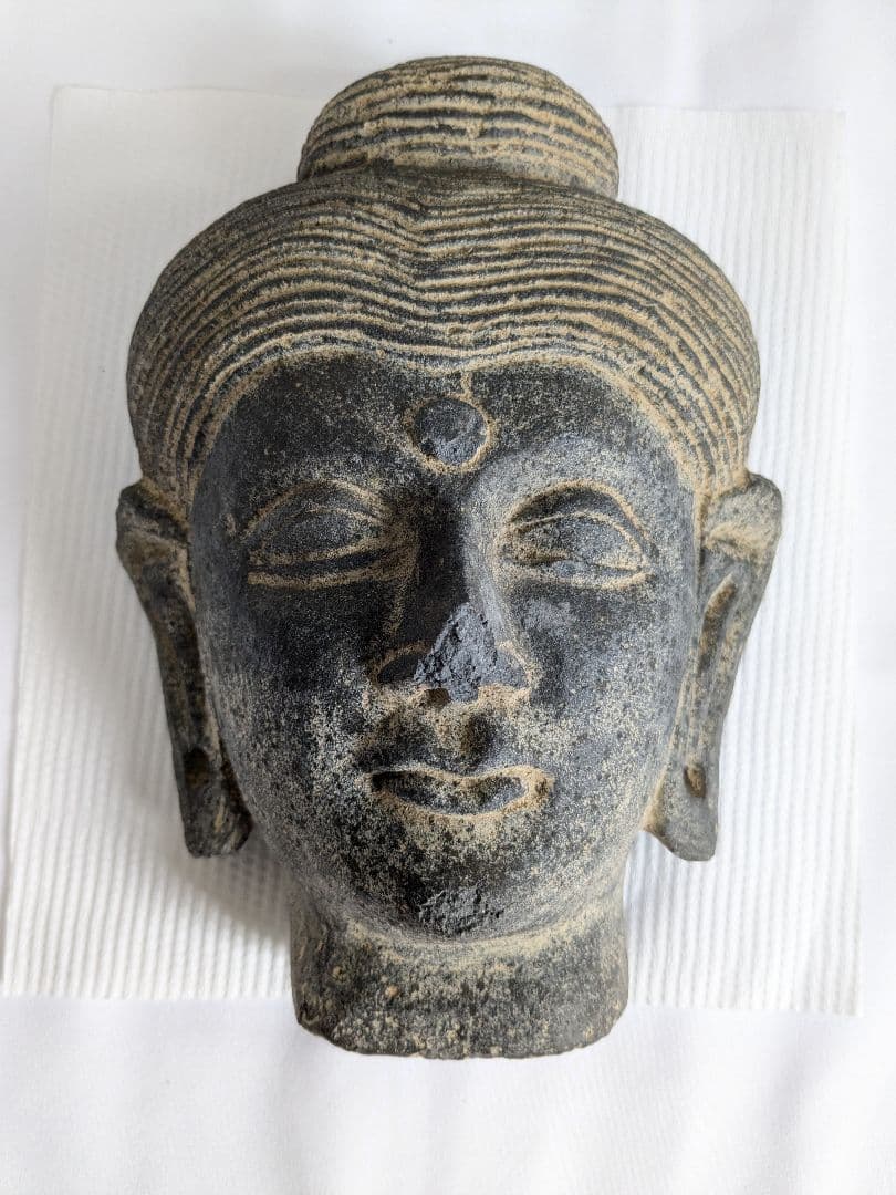 石製仏像頭部 彫刻オブジェ 中国古美術 オブジェ 仏 石工芸 鬼 天国 地獄 インテリア お洒落 フィギュア 置物