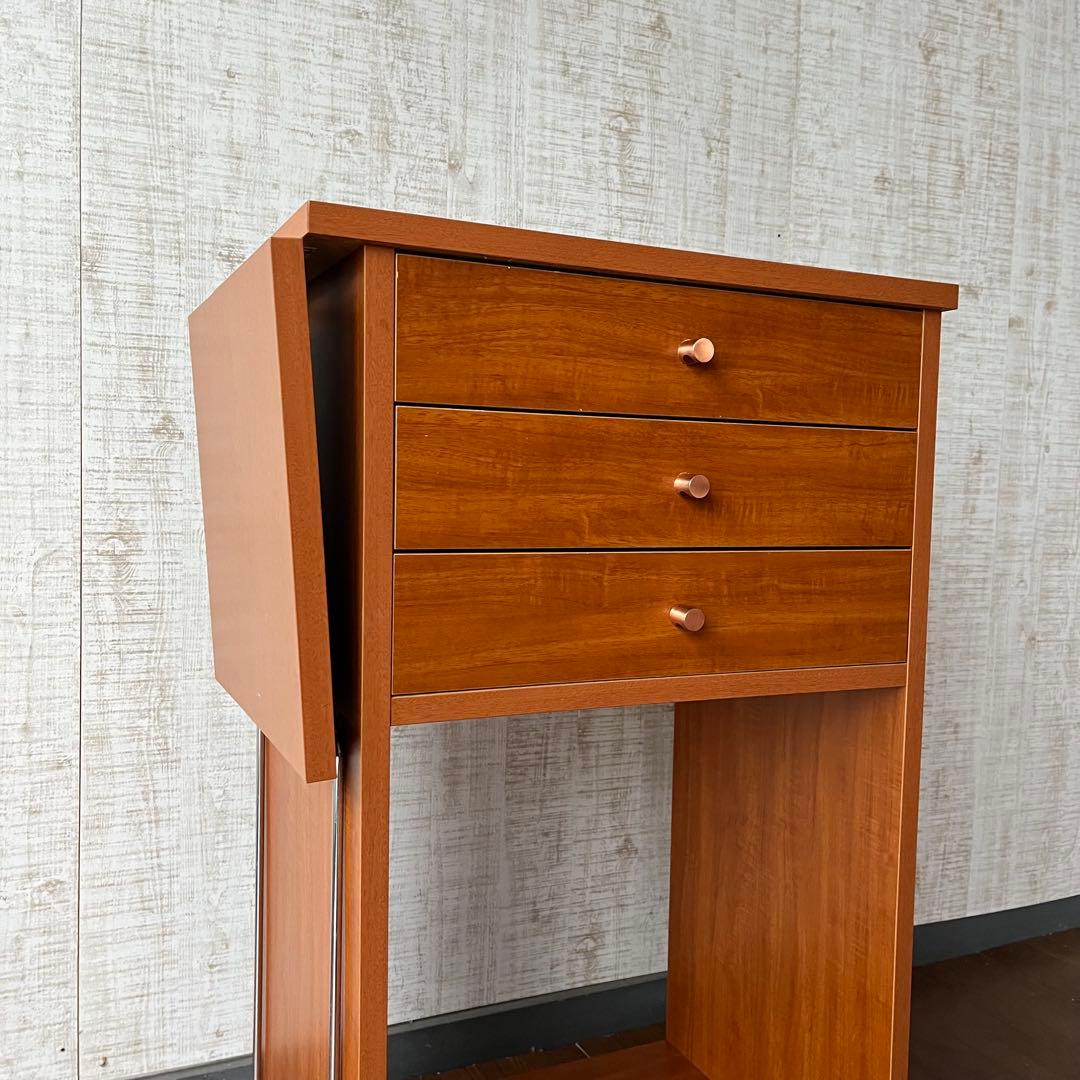 【アンティーク】木製 作業台 収納棚 バタフライワゴン 引き出し 北欧レトロ