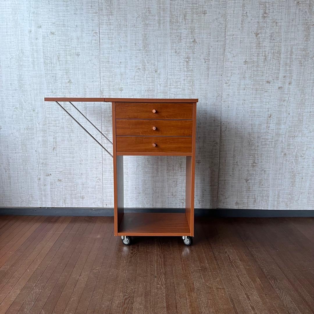 【アンティーク】木製 作業台 収納棚 バタフライワゴン 引き出し 北欧レトロ