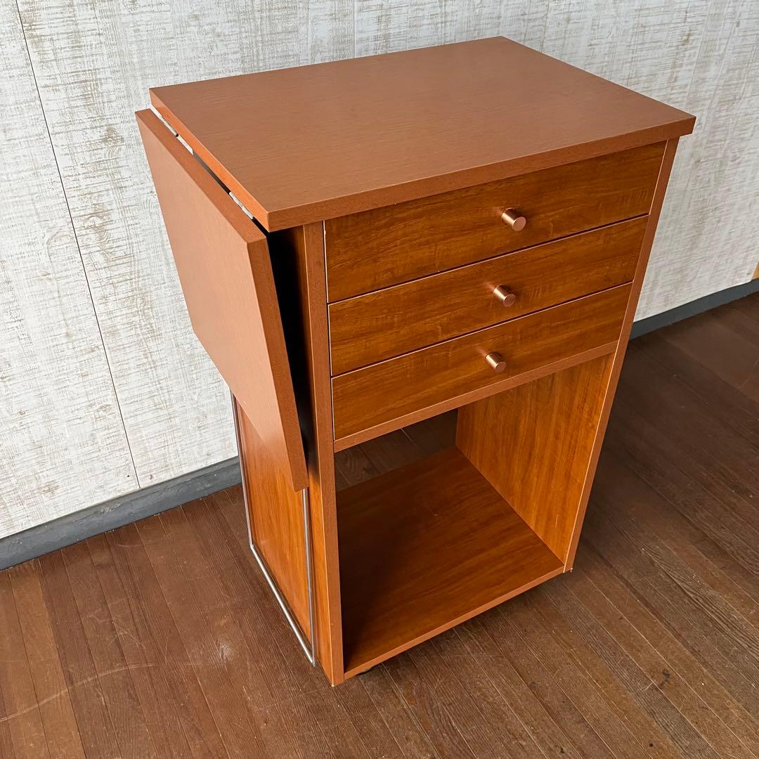 【アンティーク】木製 作業台 収納棚 バタフライワゴン 引き出し 北欧レトロ