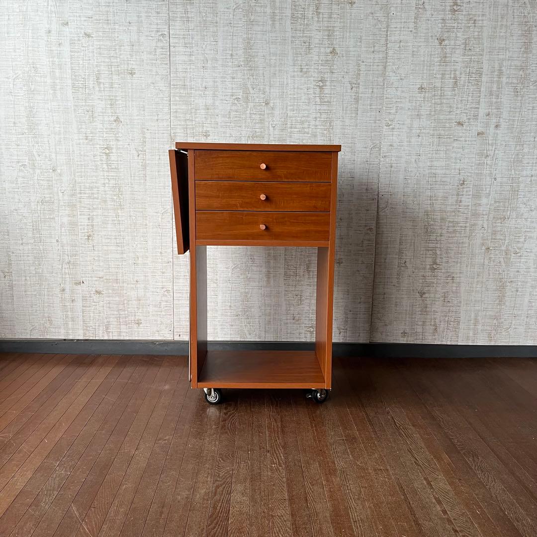 【アンティーク】木製 作業台 収納棚 バタフライワゴン 引き出し 北欧レトロ