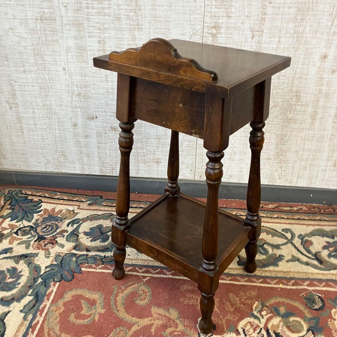 昭和レトロ 真和工芸 木製コンソールテーブル コールキャビネット 電話台 花台