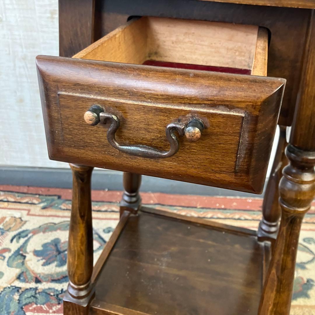 昭和レトロ 真和工芸 木製コンソールテーブル コールキャビネット 電話台 花台