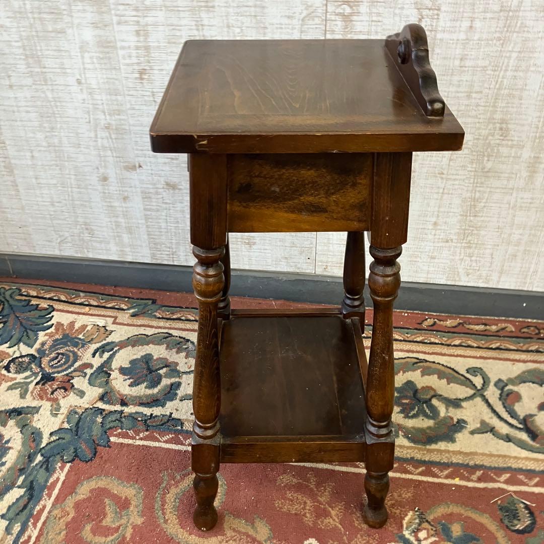 昭和レトロ 真和工芸 木製コンソールテーブル コールキャビネット 電話台 花台