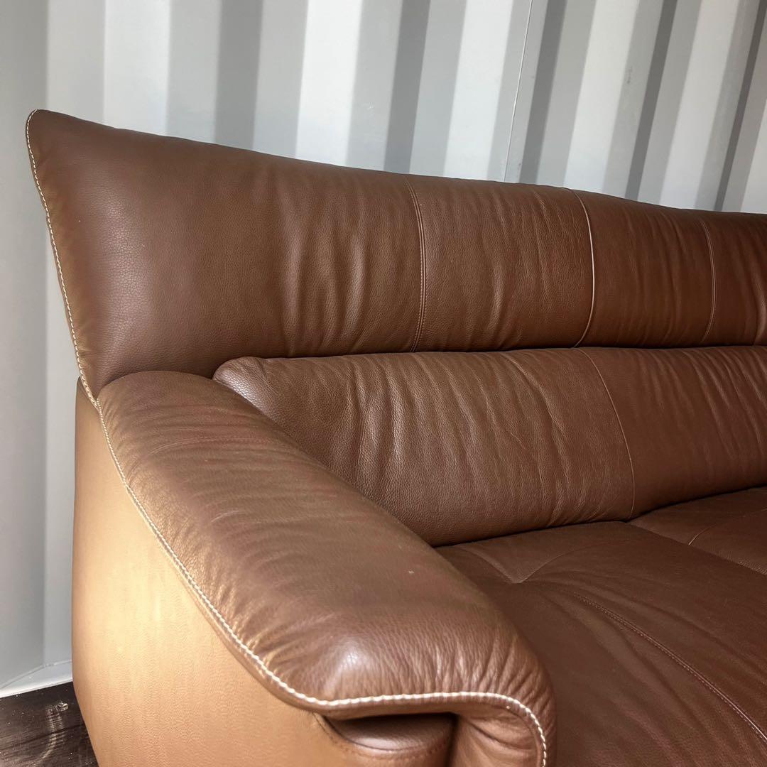 取付無料！カリモク家具 チターノ 本革ショコラブラウン人間工学2人掛けソファ✨