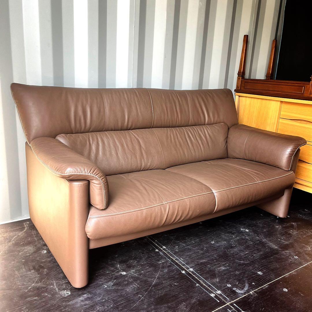 取付無料！カリモク家具 チターノ 本革ショコラブラウン人間工学2人掛けソファ✨