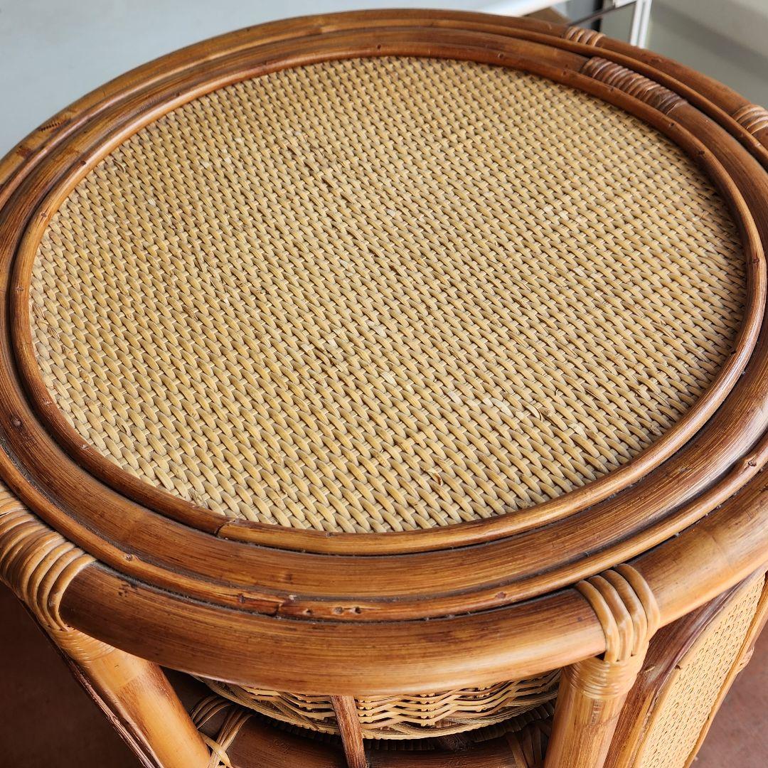 ヴィンテージ 籐 ラタン 円柱型 チェスト 籐家具 ランドリーチェスト　レトロ