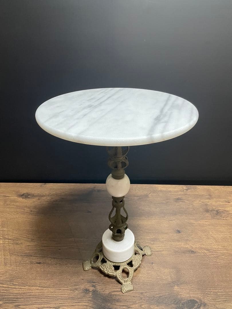 大理石 サイドテーブル 真鍮 コンソールテーブル インテリア 花台 アンティーク