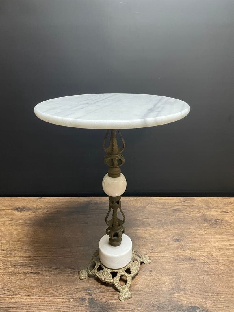 大理石 サイドテーブル 真鍮 コンソールテーブル インテリア 花台 アンティーク