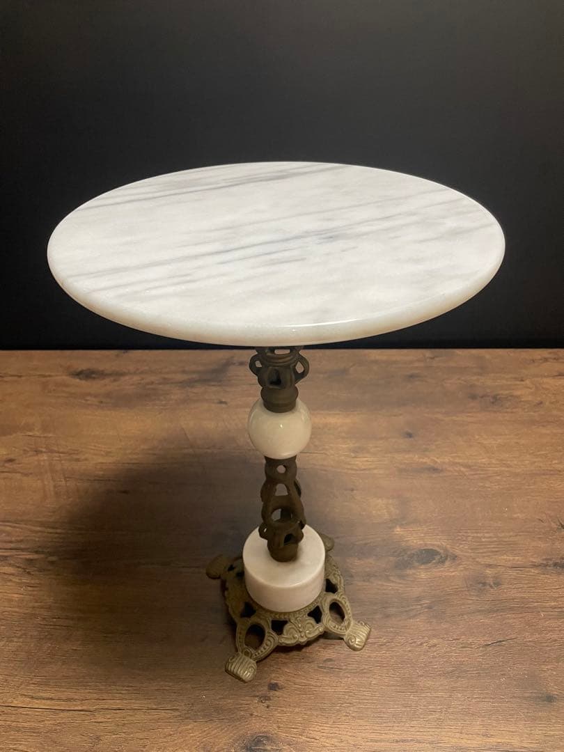 大理石 サイドテーブル 真鍮 コンソールテーブル インテリア 花台 アンティーク