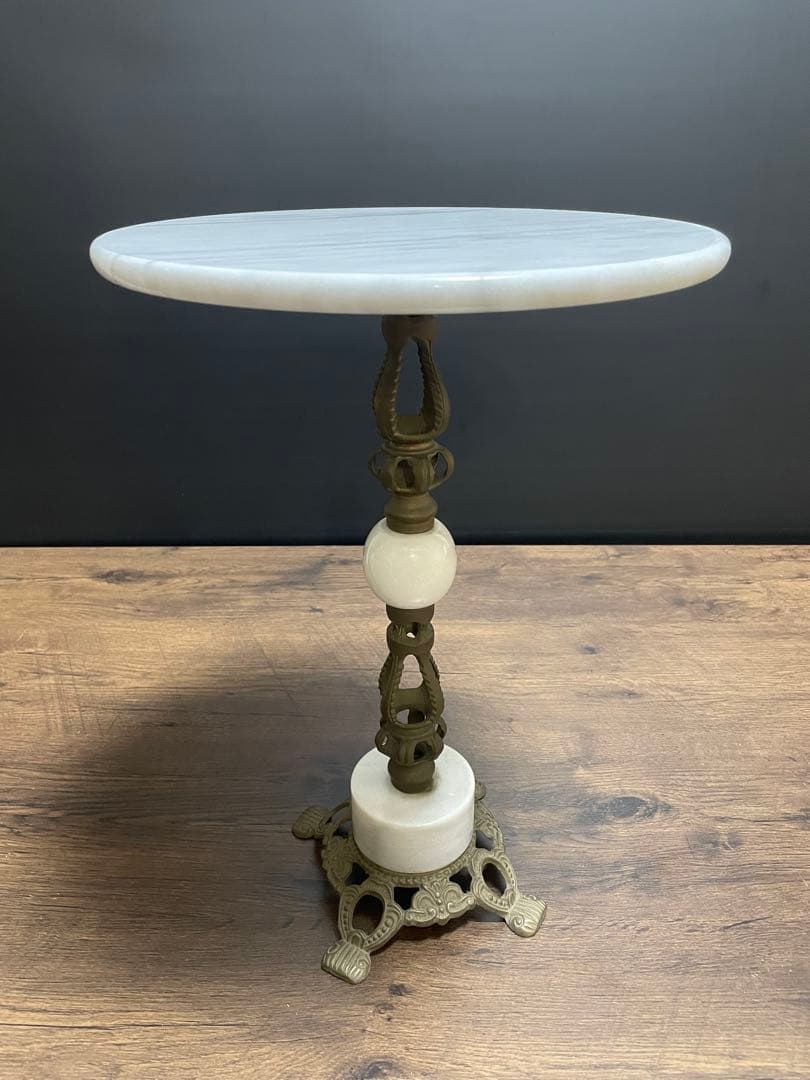 大理石 サイドテーブル 真鍮 コンソールテーブル インテリア 花台 アンティーク