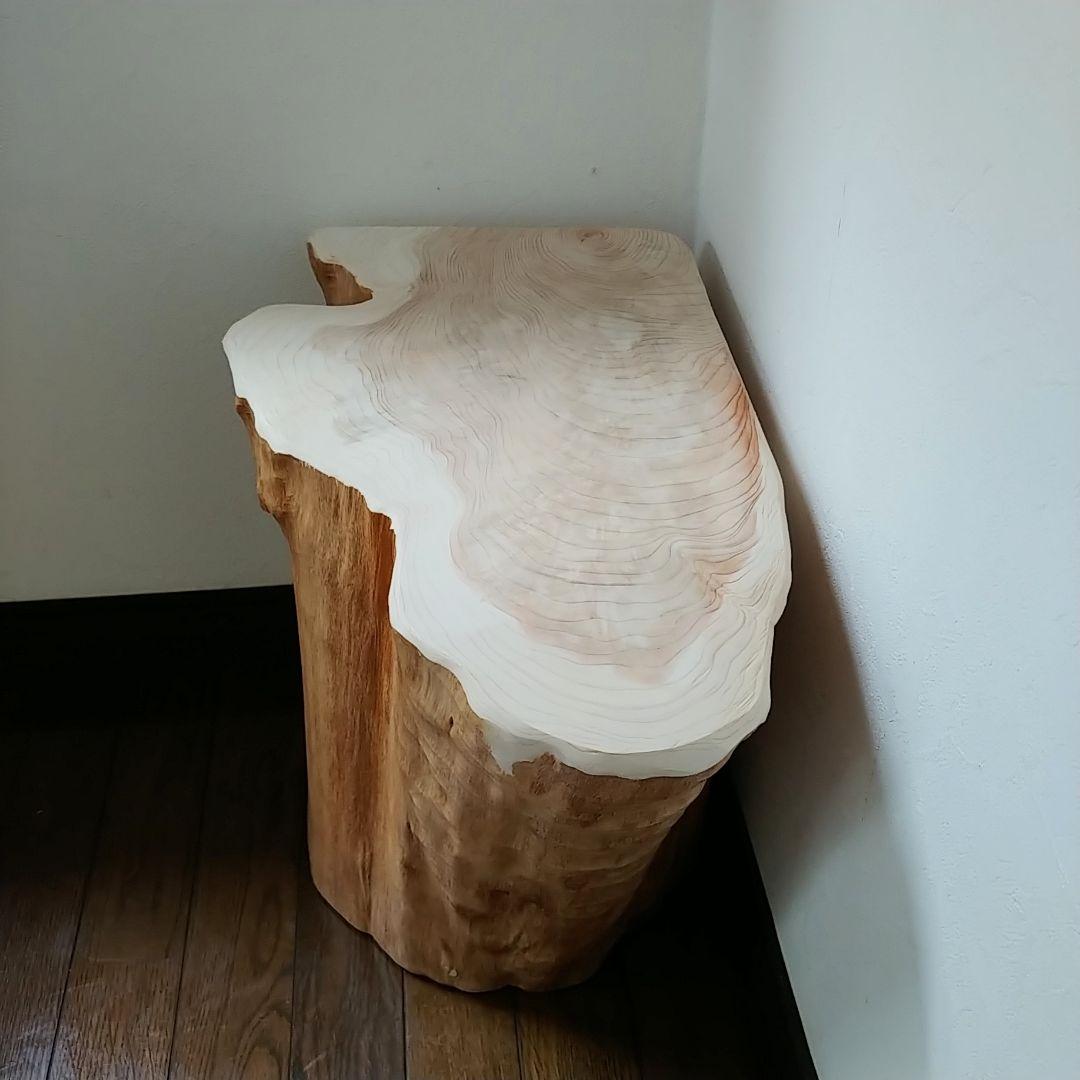 丸太スツール　丸太サイドテーブル　ヒノキ根元