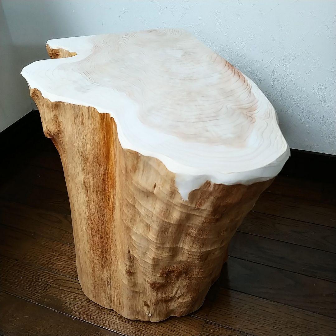 丸太スツール　丸太サイドテーブル　ヒノキ根元