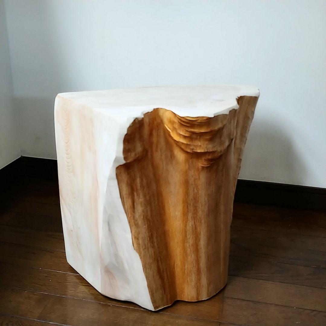 丸太スツール　丸太サイドテーブル　ヒノキ根元
