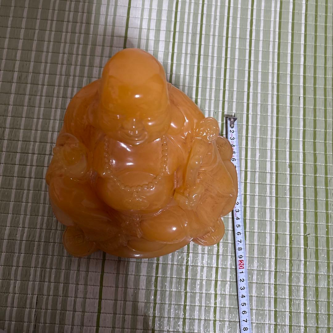 七福神　布袋様　置物　イエロー ストーン　翡翠　風水　インテリア