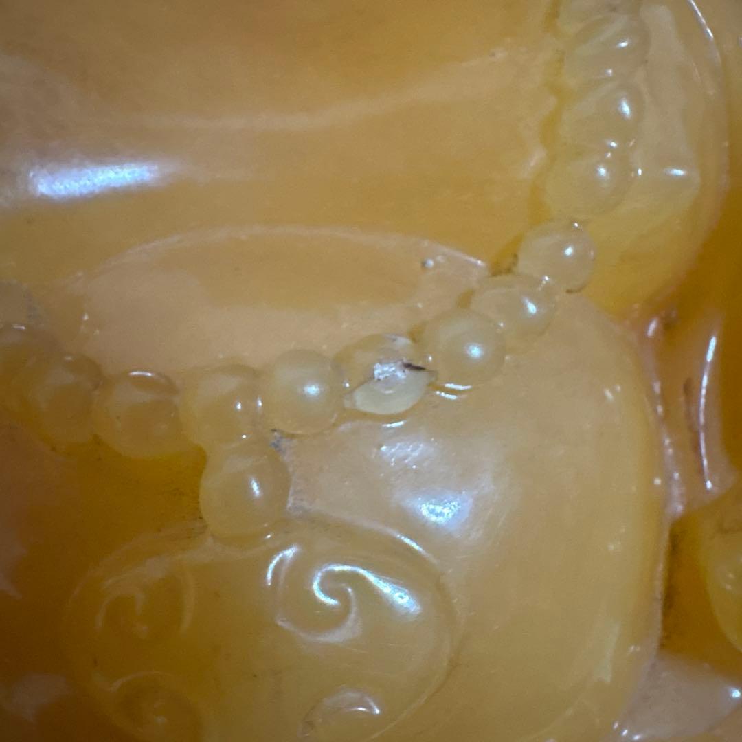 七福神　布袋様　置物　イエロー ストーン　翡翠　風水　インテリア