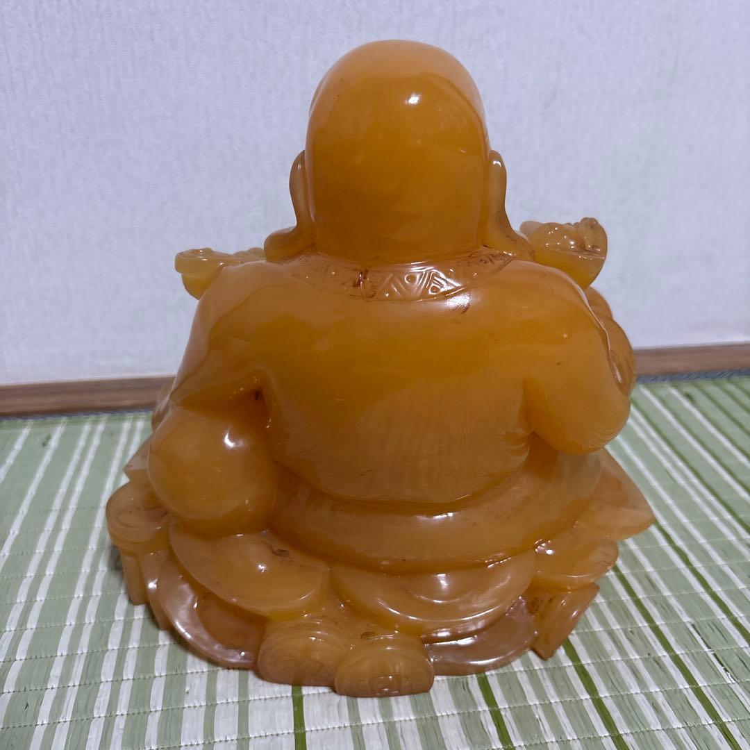 七福神　布袋様　置物　イエロー ストーン　翡翠　風水　インテリア