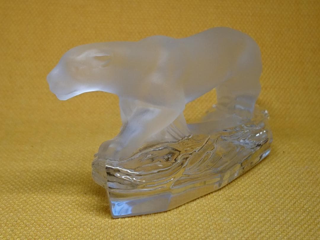 【美品】トラ　豹　ドイツ　クリスタルガラス　置物　工芸品　美術品　A1558