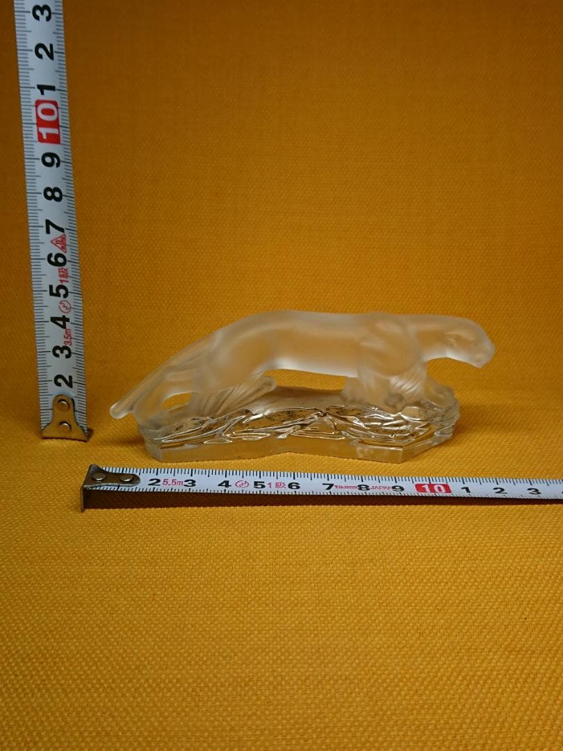 【美品】トラ　豹　ドイツ　クリスタルガラス　置物　工芸品　美術品　A1558