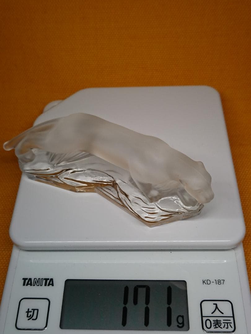 【美品】トラ　豹　ドイツ　クリスタルガラス　置物　工芸品　美術品　A1558