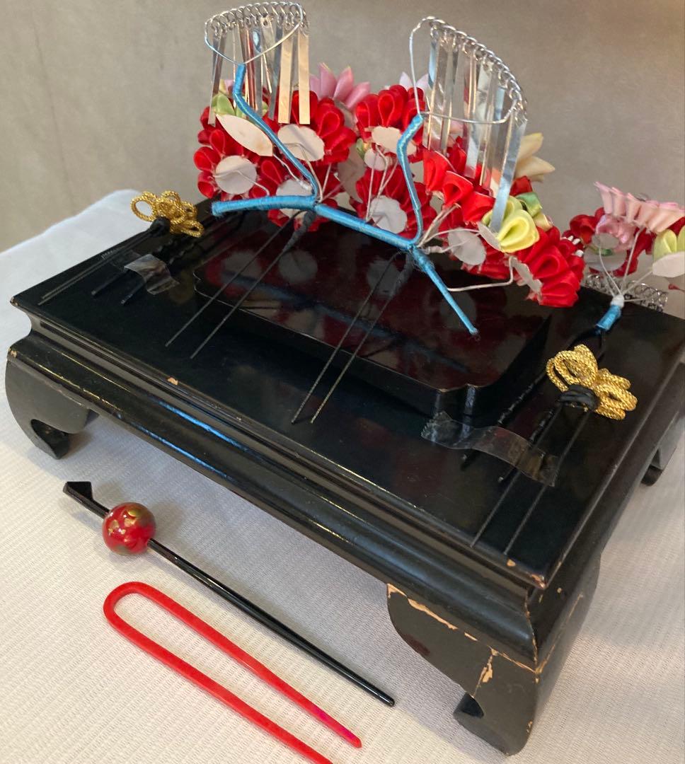 専用　七五三　菊と天竺牡丹のカラフル勝山簪　玉簪　Uピン簪　後挿し