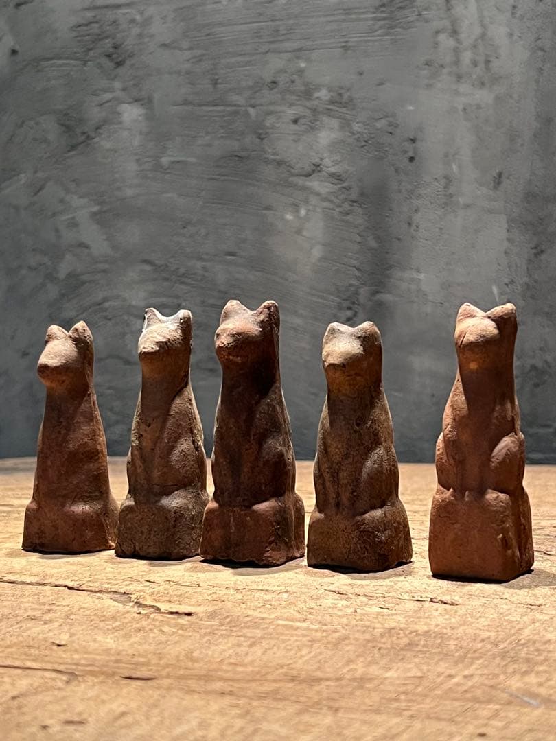 鉄砲狐 10体セット　／ 今戸焼 民藝 土人形 古道具 宗教美術 郷土玩具